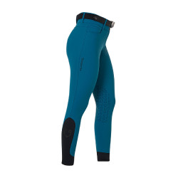 Damen-Reithose Equestro, Knie-Grip, High Waist Korallenblau