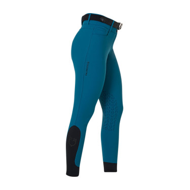 Damen-Reithose Equestro, Knie-Grip, High Waist Korallenblau
