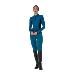 Damen-Reithose Equestro, Knie-Grip, High Waist Korallenblau