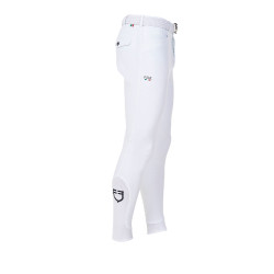 Herren-Reithose Equestro x FISE Full Grip Weiß Weiß