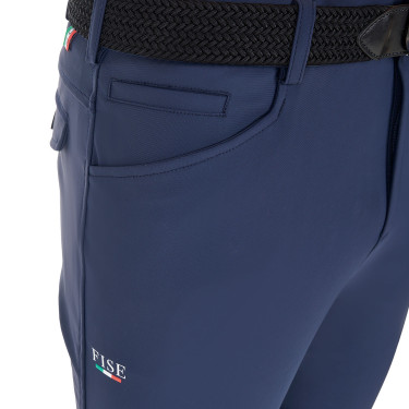 Herren-Reithose Equestro x FISE mit Knie-Grip Marineblazer Marineblau