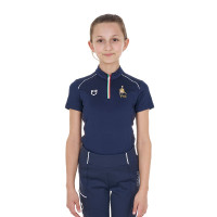 Equestro x FISE Trainingspolo Kinder Unisex kurzarm Marineblazer Marineblau