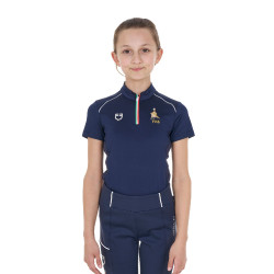Equestro x FISE Trainingspolo Kinder Unisex kurzarm Marineblazer Marineblau