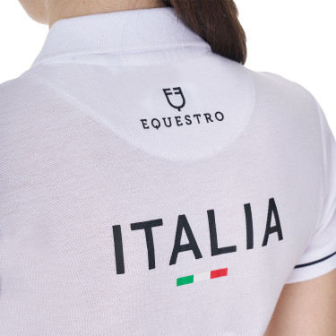Damen-Trainingspolo Equestro x FISE, drei Knöpfe, kurzärmelig Weiß Weiß Damen-Trainingspolo Equestro x FISE, drei Knöpfe, kurzärmelig Weiß Weiß
