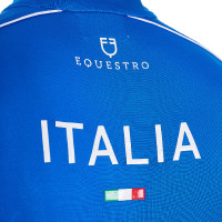Herren-Trainingspolo Equestro x FISE mit Reißverschluss, italienische Flagge, Kurzarm Blau aus Savoyen