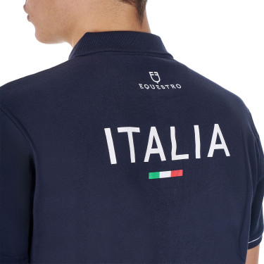 Trainingspolo Herren Equestro x FISE, drei Knöpfe, kurzärmelig Marineblazer Marineblau