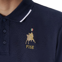 Trainingspolo Herren Equestro x FISE, drei Knöpfe, kurzärmelig Marineblazer Marineblau
