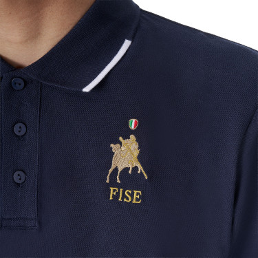 Trainingspolo Herren Equestro x FISE, drei Knöpfe, kurzärmelig Marineblazer Marineblau