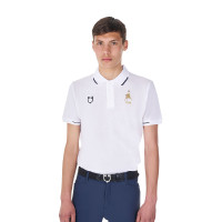 Trainingspolo Herren Equestro x FISE, drei Knöpfe, kurzärmelig Weiß Wei&amp;szlig;