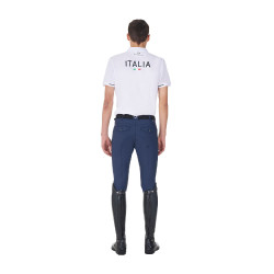 Trainingspolo Herren Equestro x FISE, drei Knöpfe, kurzärmelig Weiß Wei&amp;szlig;
