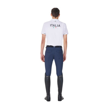 Trainingspolo Herren Equestro x FISE, drei Knöpfe, kurzärmelig Weiß Wei&amp;szlig;