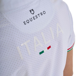 Kurzarm-Kinder-Turnierpolo mit Reißverschluss Equestro x FISE Weiß Weiß