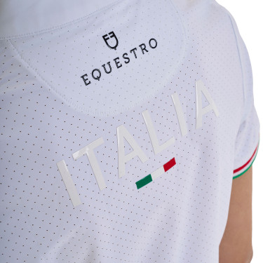 Kurzarm-Kinder-Turnierpolo mit Reißverschluss Equestro x FISE Weiß Weiß