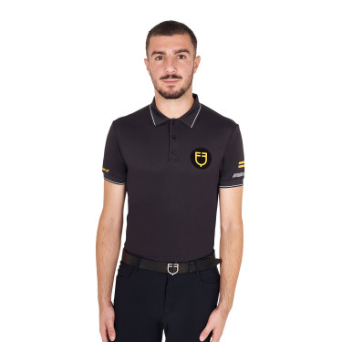 Herren-Polo Equestro Scuderia kurzärmelig Schwarz