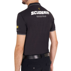 Herren-Polo Equestro Scuderia kurzärmelig Schwarz