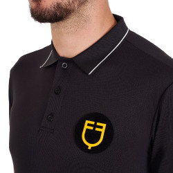 Herren-Polo Equestro Scuderia kurzärmelig Schwarz