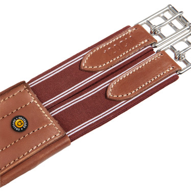 Equestro Ledersprunggurt mit Elastiken Cognac Braun
