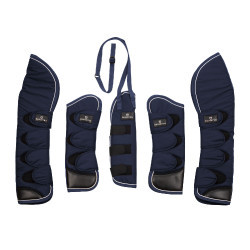 Transportgamaschen-Set und Schweifschoner Equestro mit Gummipatch Marine Marineblau