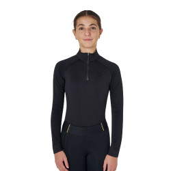 Unisex-Kinder-Baselayer Equestro aus Funktionsstoff Schwarz / schwarz