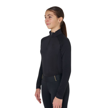 Unisex-Kinder-Baselayer Equestro aus Funktionsstoff Schwarz / schwarz