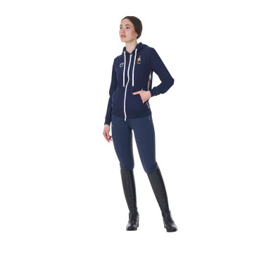 Damen-Kapuzenpullover Equestro x FISE Marineblazer Marineblau