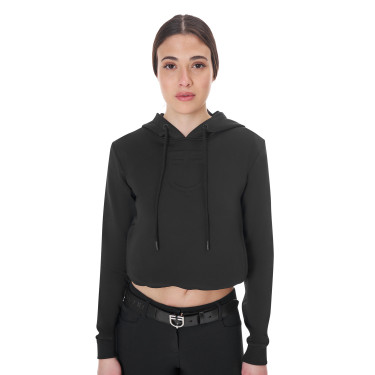 Damen-Sweatshirt Equestro mit Ausschnitten Schwarz