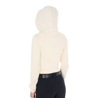 Damen-Kapuzensweatshirt Equestro Crop-Top Antikweiß Beige