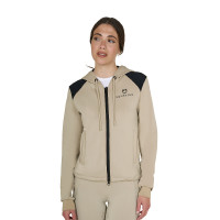 Damen-Kapuzensweatshirt Equestro Crop-Top Oxford-Tan Rosa