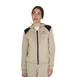 Damen-Kapuzensweatshirt Equestro Crop-Top Oxford-Tan Rosa