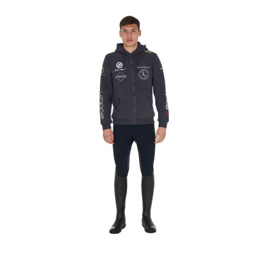 Herren-Hoodie Equestro mit Multi-Logo Asphalt Grau