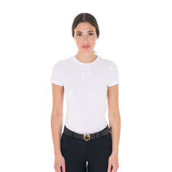 Damen-T-Shirt Equestro Basic Ton-in-Ton-Logo kurzärmlig Weiß Weiß Damen-T-Shirt Equestro Basic Ton-in-Ton-Logo kurzärmlig Weiß Weiß