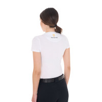 Damen-T-Shirt Equestro Basic Ton-in-Ton-Logo kurzärmlig Weiß Wei&amp;szlig;