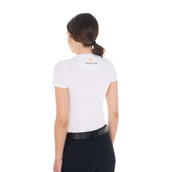 Damen-T-Shirt Equestro Basic Ton-in-Ton-Logo kurzärmlig Weiß Weiß Damen-T-Shirt Equestro Basic Ton-in-Ton-Logo kurzärmlig Weiß Weiß
