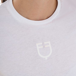 Damen-T-Shirt Equestro Basic Ton-in-Ton-Logo kurzärmlig Weiß Weiß Damen-T-Shirt Equestro Basic Ton-in-Ton-Logo kurzärmlig Weiß Weiß