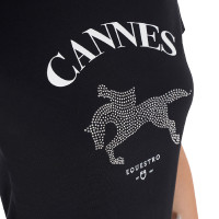 Damen-T-Shirt Equestro Cannes aus Baumwolle mit Strass, kurzärmlig Schwarz