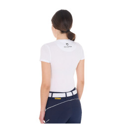 Damen-T-Shirt Equestro Cannes aus Baumwolle mit Strass, kurzärmlig Weiß Wei&amp;szlig;