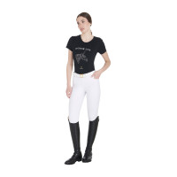 Damen-T-Shirt Equestro Slim-Fit Horse Life mit Strass, kurze Ärmel Schwarz Damen-T-Shirt Equestro Slim-Fit Horse Life mit Strass, kurze Ärmel Schwarz