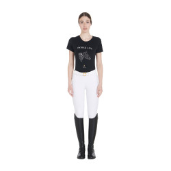 Damen-T-Shirt Equestro Slim-Fit Horse Life mit Strass, kurze Ärmel Schwarz