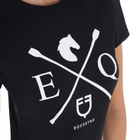 Damen-T-Shirt Equestro EQ aus Baumwolle mit kurzen Ärmeln Schwarz