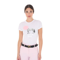 Damen-T-Shirt Equestro Head In The Clouds aus Baumwolle, kurzärmelig Weiß Wei&amp;szlig;