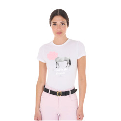 Damen-T-Shirt Equestro Head In The Clouds aus Baumwolle, kurzärmelig Weiß Weiß Damen-T-Shirt Equestro Head In The Clouds aus Baumwolle, kurzärmelig Weiß Weiß