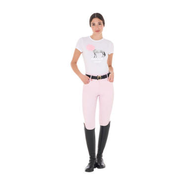 Damen-T-Shirt Equestro Head In The Clouds aus Baumwolle, kurzärmelig Weiß Weiß Damen-T-Shirt Equestro Head In The Clouds aus Baumwolle, kurzärmelig Weiß Weiß