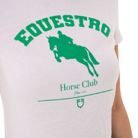 Damen-T-Shirt Equestro Jumping Horse Club aus Baumwolle, kurzärmlig Weiß Weiß Damen-T-Shirt Equestro Jumping Horse Club aus Baumwolle, kurzärmlig Weiß Weiß