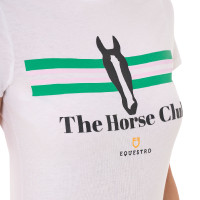 Damen-T-Shirt Equestro Stripe Horse Club aus Baumwolle mit kurzen Ärmeln Weiß Wei&amp;szlig;