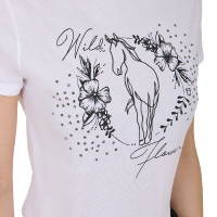 Damen-T-Shirt Equestro Wild Flower aus Baumwolle mit kurzen Ärmeln Weiß Weiß Damen-T-Shirt Equestro Wild Flower aus Baumwolle mit kurzen Ärmeln Weiß Weiß