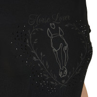 Damen-T-Shirt Equestro Wild Heart aus Baumwolle mit kurzen Ärmeln Schwarz