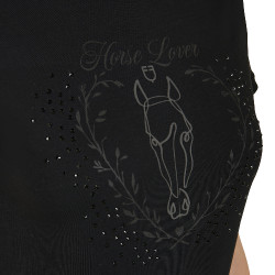 Damen-T-Shirt Equestro Wild Heart aus Baumwolle mit kurzen Ärmeln Schwarz
