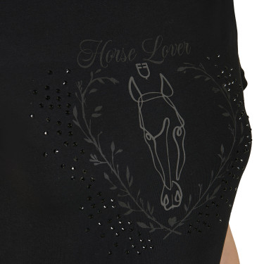 Damen-T-Shirt Equestro Wild Heart aus Baumwolle mit kurzen Ärmeln Schwarz