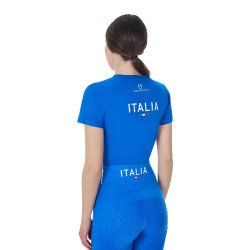 Damen T‑Shirt Equestro x FISE, Slim‑Fit, kurzärmlig Blau aus Savoyen