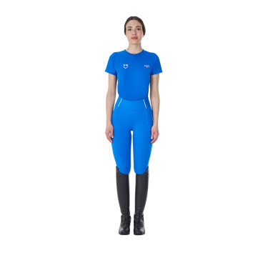 Damen T‑Shirt Equestro x FISE, Slim‑Fit, kurzärmlig Blau aus Savoyen